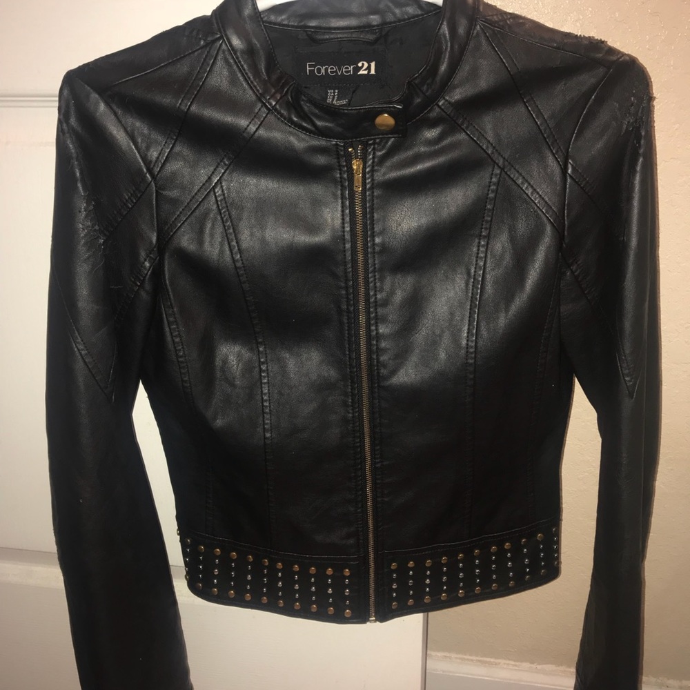 Black faux leather jacket